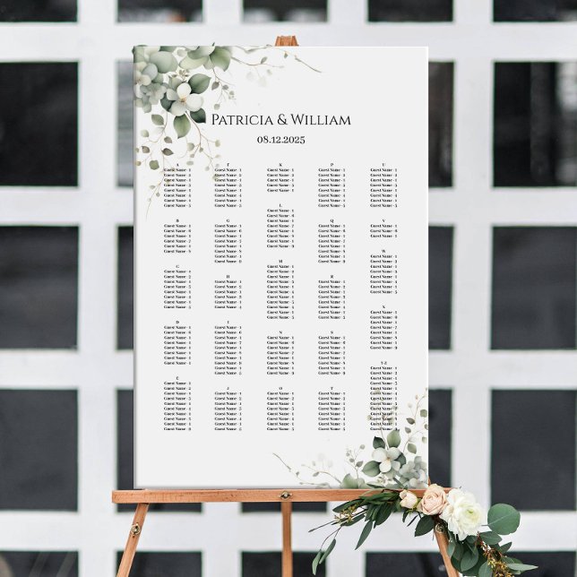 Póster Gráfica alfabética de asientos boda de vegetación (Subido por el creador)