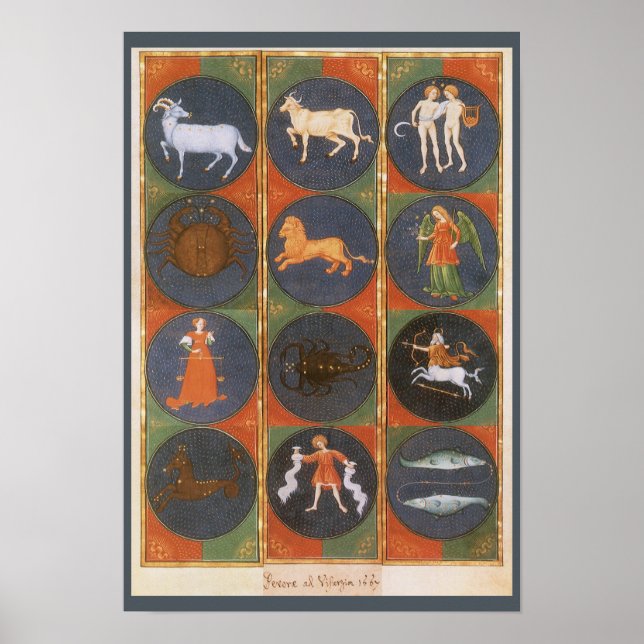 Póster Gráfica celestial vintage, azodiaca astrológica, 1 (Frente)