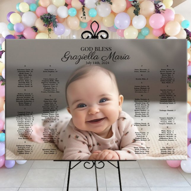 Póster Gráfica de asiento de bautismo Christening con fot (Subido por el creador)