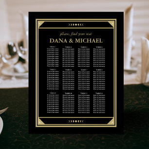 Póster Gráfica de asiento F del Boda negro de oro de Taro