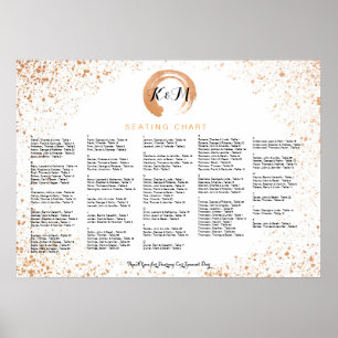 Póster Gráfica de asientos A-Z del Boda de pulverización