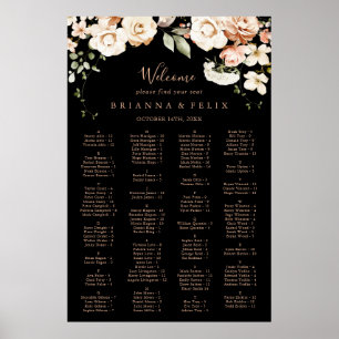 Póster Gráfica de asientos alfabéticos florales formales