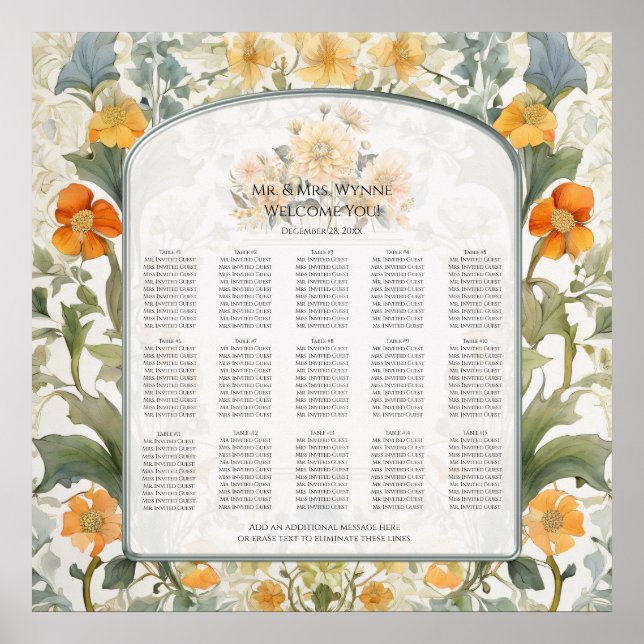 Póster Gráfica de asientos amarillos de William Morris fl (Frente)