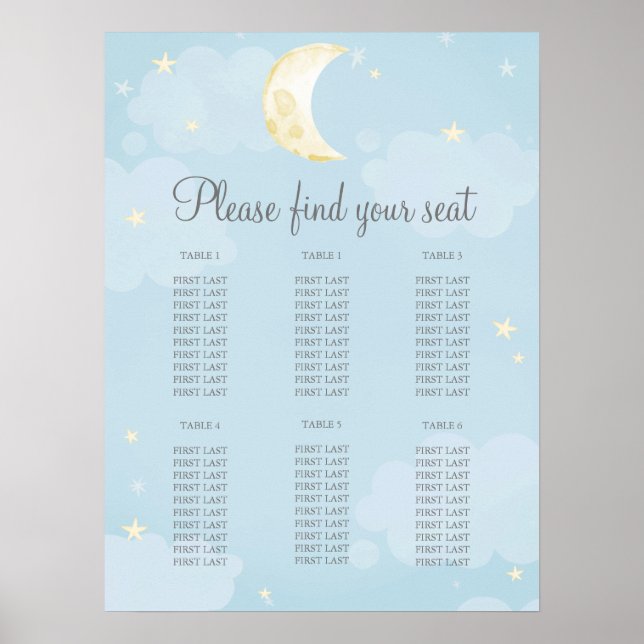 Póster Gráfica de asientos Baby Shower en el cielo de la  (Frente)