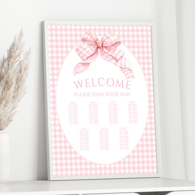 Póster Gráfica de asientos Baby Shower Sweet Pink Gingham (Subido por el creador)