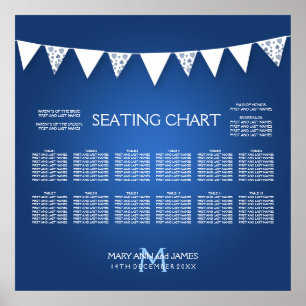 Póster Gráfica de asientos boda Amarre Bunting Monograma