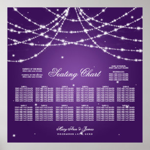 Póster Gráfica de asientos boda Cadena de parqueado Púrpu