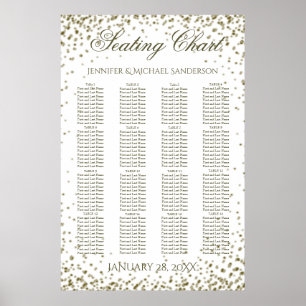 Póster Gráfica de asientos boda Confetti de oro