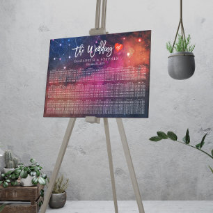 Póster Gráfica de asientos boda Constelaciones de nebulos