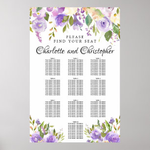 Póster Gráfica de asientos Boda de 10 tablas con color mo