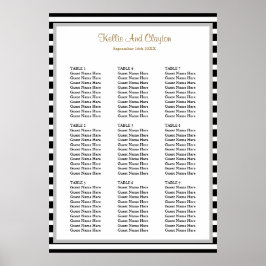 Póster Gráfica de asientos Boda de 90 bandas negras/blanc