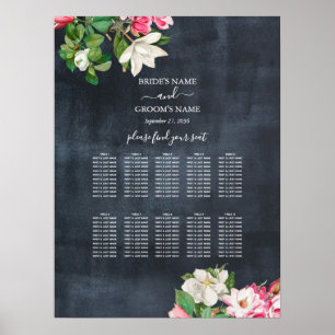 Póster Gráfica de asientos Boda de color de agua Magnolia