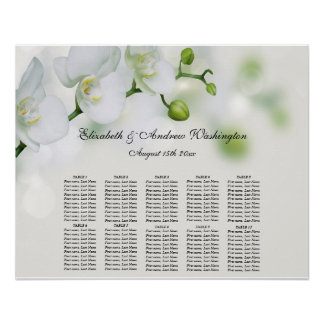 Póster Gráfica de asientos Boda de flores de orquídea
