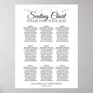 Póster Gráfica de asientos Boda de mesa de filigrí platea
