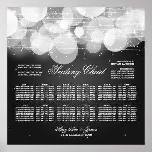 Póster Gráfica de asientos boda Glow & Sparkle Black