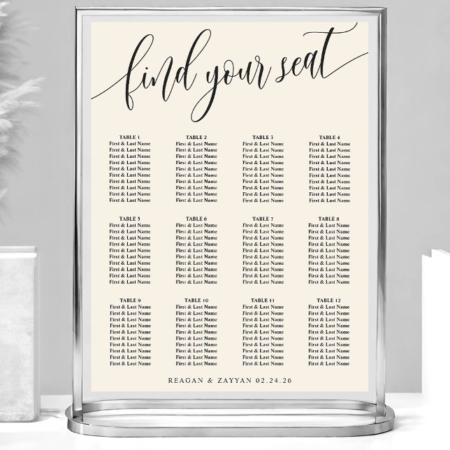 Póster Gráfica de asientos Boda simple de crema de marfil (Subido por el creador)