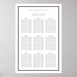 Póster Gráfica de asientos Boda simple morado y blanco os