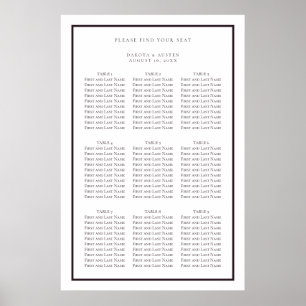 Póster Gráfica de asientos Boda simple morado y blanco os