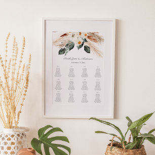Póster Gráfica de asientos con flores de cobre para pampa