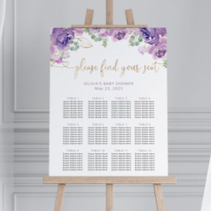Póster Gráfica de asientos con flores moradas