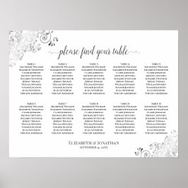 Póster Gráfica de asientos de 10 Bodas de mesa plateado b