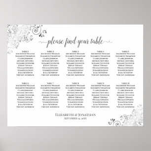 Póster Gráfica de asientos de 10 Bodas de mesa plateado b