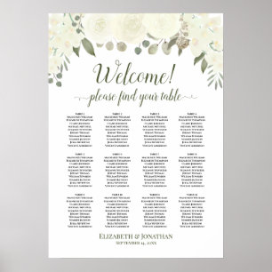 Póster Gráfica de asientos de 12 Bodas de mesa de marfil