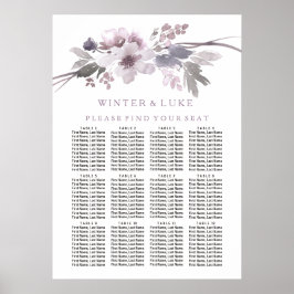 Póster Gráfica de asientos de 12 Bodas de mesa morados