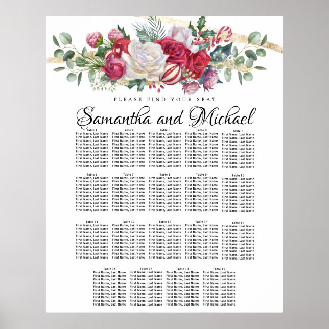 Póster Gráfica de asientos de 19 mesas para Navidades gra (Frente)