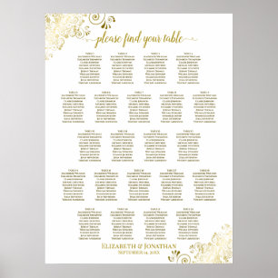Póster Gráfica de asientos de 22 Bodas de mesa de oro bla