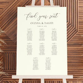 Póster Gráfica de asientos de 8 mesas con guión elegante 