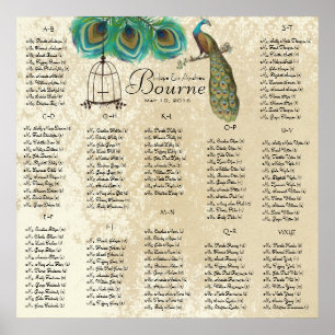 Póster Gráfica de Asientos de Aves de Amor Vintage 12 Mes