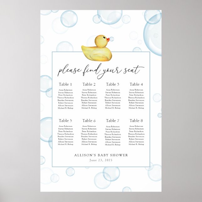 Póster Gráfica de asientos de Baby Shower dudosos de cauc (Frente)