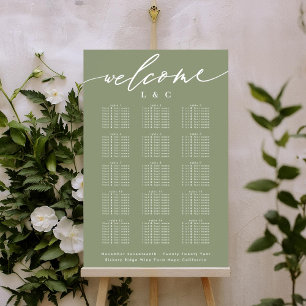 Póster Gráfica de asientos de bienvenida de Boda blanco v