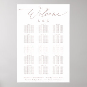 Póster Gráfica de asientos de bienvenida de Boda de tazas