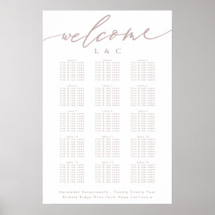 Póster Gráfica de asientos de bienvenida de Boda de tazas