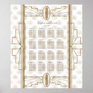 Póster Gráfica de asientos de Boda Art Deco Gold Great Ga
