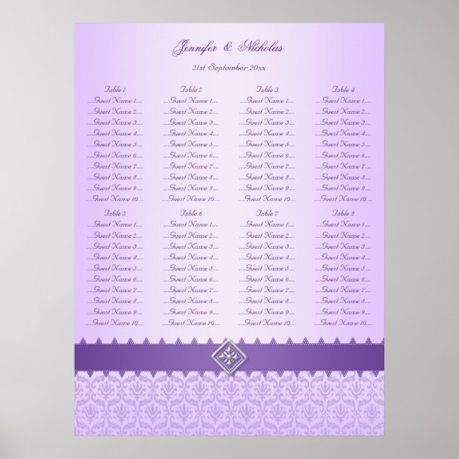 Póster Gráfica de asientos de Boda de cinta de cinta de D (Frente)
