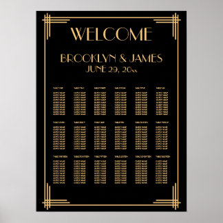 Póster Gráfica de asientos de Boda de Deco negro de bienv