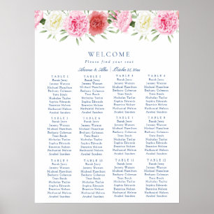 Póster Gráfica de asientos de Boda de eucalipto floral