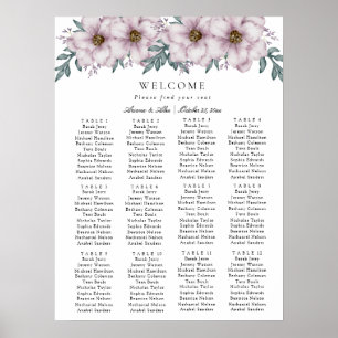 Póster Gráfica de asientos de Boda de eucalipto floral