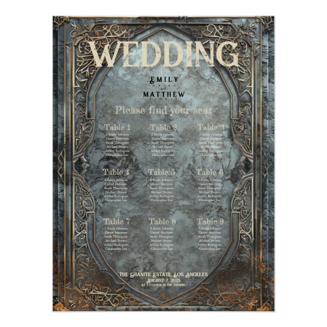 Póster Gráfica de asientos de Boda de Fantasía enana (Anverso)