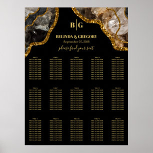 Póster Gráfica de asientos de Boda de Geode de Agate negr