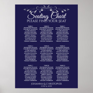 Póster Gráfica de asientos de Boda de mesa Silver sobre a