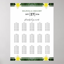 Póster Gráfica de asientos de Boda de Plumeria amarillo