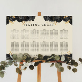 Póster Gráfica de asientos de Boda de Rosas negros de oro