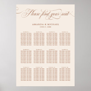 Póster Gráfica de asientos de boda de Terracotta caligráf