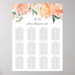 Póster Gráfica de asientos de Boda floral de color de are