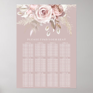 Póster Gráfica de asientos de Boda floral de Rubor de luj