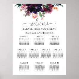 Póster Gráfica de asientos de Boda floral profundo de luj
